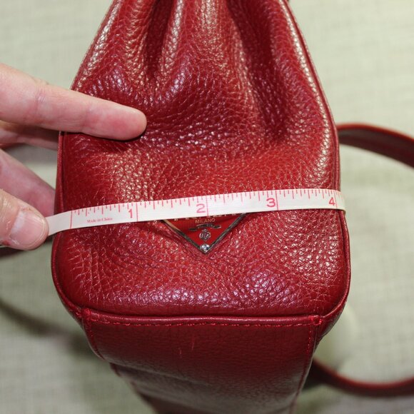 Authentic Prada Double Handled Red Pebble Leather Hand Bag Purse - LIKE NEW - Picture 9 of 12